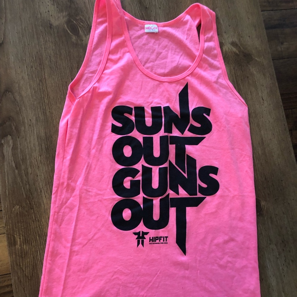 Suns out guns out neon tank size small